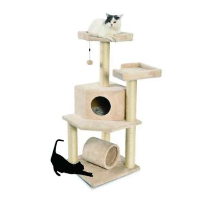 Hot Sale Comfortable Wooden Pet Sisal Cat Tree Shelves With House