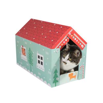 Amazon best seller pet furniture colorful print pattern cat house cardboard